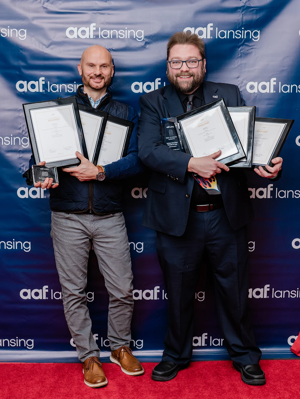 Tony Sabo and John Addis showing off the awards