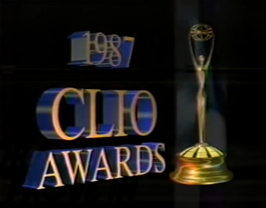 the words 1987 clio awards with trophy